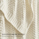 Chunky Chenille Knit Throw Blanket for Couch, Soft Luxurious Moss Stitch Blankets for Bed, Cozy Decorative Farmhouse Knitted Throws for Sofa, Ivory White, 60" x 80" by CozyNest Decor