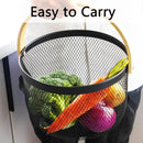 Metal Mesh Steel Basket, Garden Harvest Basket for Gathering Vegetables Round Wire Basket with Handle Storage Organizer Multi-functional Hanging Fruit Basket for Kitchen Bathroom Picnic by CozyNest Decor