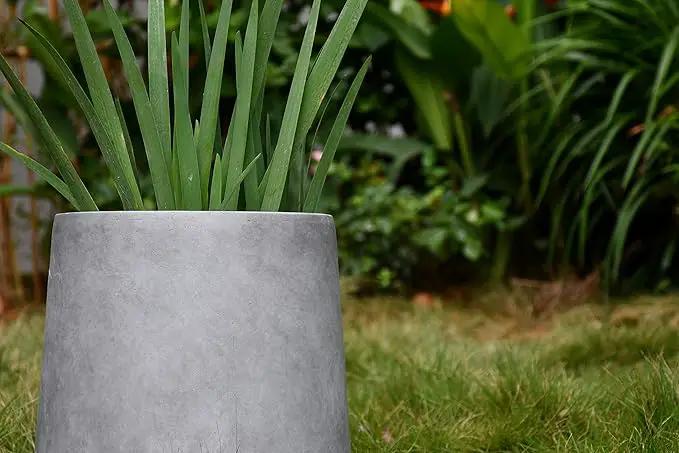 Kante 15.3" Dia Round Concrete Planter, Outdoor Indoor Large Plant Pots Containers with Drainage Hole and Rubber Plug for Home Garden Patio, Natural Concrete, photo 14 of 15