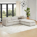 CHITA Sectional Modular Down Filled L Shape Sofa, Comfty Feather L Shape Cloud Couch,FSC Certified L Shaped Couch for Living Room, 114 inch Width,5 Seat with 2 Storage Ottomans, Snow by CozyNest Decor