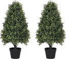 30" Boxwood Topiary Trees Artificial Outdoor Set of 2, UV Resistant Faux Plants for Front Porch Planters, Realistic Cone-Shaped Fake Bushes & Shrubs, 2.5ft Evergreen Decoration by GreenHaven Gardens