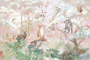 Kids Safari Wallpaper for Nursery, Woodland Fox Squirrel Rabbit Animals Wall Mural Pink Forest Wallpaper for Bedroom Living Room Children's Room(Not Self-Adhesive) by TinyTreasures Baby Boutique