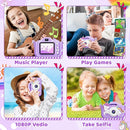 Kids Camera, Toys for Toddlers Age 3-8 Year Old Girl Christmas Birthday Gifts, Children Digital Camera with Cartoon Soft Silicone Cover and 32GB Card (Violet) by TinyTreasures Baby Boutique