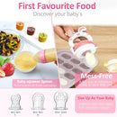 WAJIAYON Baby Fruit Feeder Pacifier - 6 Pack | 2 Infant Food Feeder Pacifier & 2 Baby Food Dispensing Spoon | Fresh Fruit Teethers for Babies | Silicone Feeder Babies,Infant Teething Feeders -Pink by TinyTreasures Baby Boutique