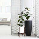D'vine Dev Ceramic Planter with Walnut Color Stand - 10 Inch Modern Round Flower Pot with Wood Planter Holder, White, 55-B-X-1 by GreenHaven Gardens