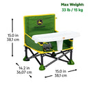 Bright Starts John Deere Pop 'N Sit Portable Booster Chair, Floor Seat, Indoor/Outdoor Use, Compact Fold, Green and Yellow, 6 Mos - 3 Yrs by TinyTreasures Baby Boutique