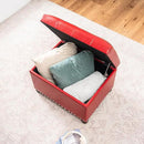 Joveco Leather Storage Ottoman, 24" Rectangle Square Bench Foot Rest Stool for Bedroom Living Room, Red by CozyNest Decor