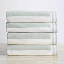 Great Bay Home 100% Cotton Velour 4 Pack Beach Towels 30" x 60" - Light Blue Cabana Stripe Pool Towels - Quick Dry, Large Swim Towels by TinyTreasures Baby Boutique