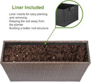 LEWIS&WAYNE Large Rectangular Block Planter Box Handmade Wicker Tall Planters for Outdoor Plants with Removable Liners Modern Planter for Indoor Outdoor Patio Deck - Brown, 38''x11''x30'' by GreenHaven Gardens