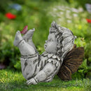 Garden Fairy Outdoor Solar Decor,Fairy Garden,Garden Sculpture,Resin Ornaments for Patio Lawn Yard Porch,Playful Garden Flower Fairy Statues for Outside Angel Gifts,7.91 Inches Tall by GreenHaven Gardens