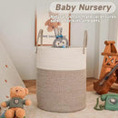 Large Woven Laundry Basket Hamper,100L Cotton Rope Storage Bin for Blankets,Toys and Clothes,Decorative Tall Nursery Hamper for Living Room,Baby Nursery,Bathroom and Bedroom,Brown by CozyNest Decor