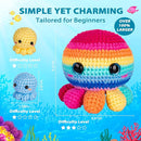 Crochetta Crochet Kit for Beginners, Crochet Kit Step-by-Step Video Tutorials, Crochet Starter Kit Learn to Crochet Kits for Adults Kids Beginners, Jumbo 3 Colorful Octopus Familly (40%+ Yarn Content) by TinyTreasures Baby Boutique