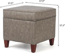 Adeco 17.5" Square Faux Leather Ottoman with Storage - Upholstered PU Foot Rest - Flip Top Footstool with Sturdy Wood Legs, Small Cube Coffee Table Extra Seat for Living Room, Bedroom, Coffee Brown by CozyNest Decor
