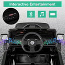 Costzon 12V Kids Ride on Truck Car, Electric Vehicle w/Remote Control, Threaded Wheels, 3 Speeds, LED Lights, Music, Horn & Wireless Connection, Battery Powered Ride on Toy for Boys & Girls 3+ (Black) by TinyTreasures Baby Boutique