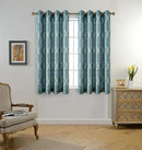 MIUCO Moroccan Embroidered Semi Sheer Curtains Faux Linen Grommet Window Panel Pair for Bedroom 52 x 63 Inch, Teal by CozyNest Decor