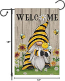 Welcome Summer Gnome Garden Flag Spring Summer Bee Sunflower Yard Flag 12x18 Double Sided Burlap Daisy House Flag for Rustic Seasonal Outside Outdoor House Decoration (ONLY FLAG) by CozyNest Decor