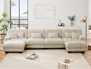 U Shaped Couch Sectional Couch, 4-Seater Cloud Couch Sectional Oversized Couch, Sofa Bed Couch with Round Bolster Armrests 6 Pillows, Modular Couch Home Sofa Living Room Couch by CozyNest Decor