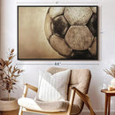Elephant Stock Worn Soccer Ball Wall Art - Horizontal Framed Canvas - 1-Piece Living Room Wall Decor - Photography sports Canvas Print - Brown and Gray Decor for Wall - 43" X 29" by CozyNest Decor