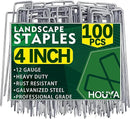 100 Pack Landscape Staples 4 Inch 12 Gauge Garden Stakes Galvanized Garden Staples Pins Anti-Rust Ground Stakes for Weed Barrier, Irrigation Tubing, Yard Lawn, Landscape Fabric by CozyNest Decor