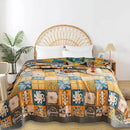 Boho Throw Blanket for Bed - 100% Pure Cotton Ultra Soft Rustic Quilt - Farmhouse Decor Bed Blankets, All Season Rustic Throw for Sofa Couch Chair(91''x 98'', Art Squares) by CozyNest Decor