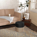 REDEARTH · Cylindrical Pouf Ottoman - Braided Pouffe Accent Sitting Round Footrest for Living Room, Bedroom, Nursery, kidsroom, Patio ; 70% Cotton 30% Jute, Set of 2 (14.5x14.5x16; Black Natural) by CozyNest Decor