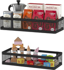 PUSDON Hanging Storage Baskets Organizer Wall Mount, Metal Wire Storage Bin Rack for Kitchen Bathroom Shower Spice Shelf Home Decor Essentials Black-2 Packs (Netting) by CozyNest Decor