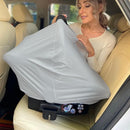 Breathable Car Seat Cover for Babies – Multi-Purpose Soft Rayon Nursing Cover for Breastfeeding, High Stretchy Infant Carseat Canopy, Stroller Cover (Smooth Rayon, Light Grey) by TinyTreasures Baby Boutique