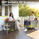 ovios 7 Pieces Patio Furniture Set with 42" Fire Pit Table, Outdoor Wicker Sofa with Swivel Chairs, All Weather High Back Rattan Couch Conversation Set, Orange Red by GreenHaven Gardens