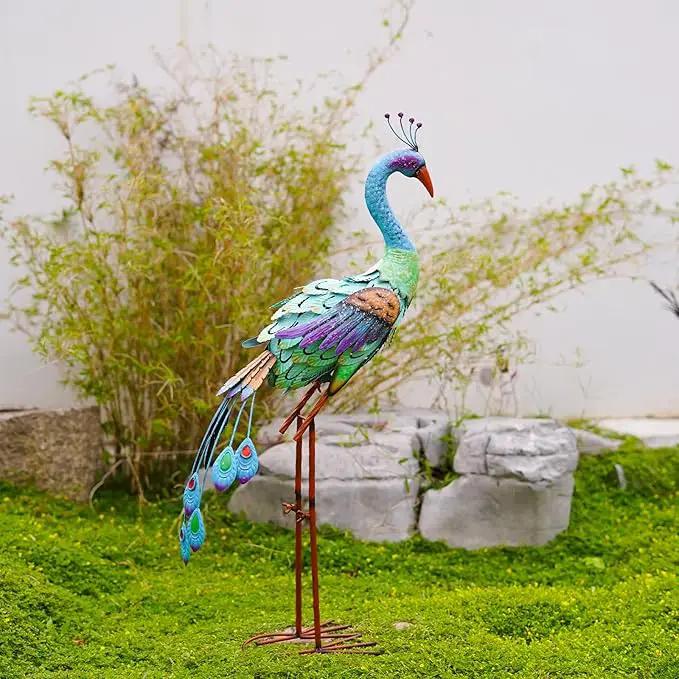 Nacome Metal Peacock Statues for Garden Decor: Outdoor Sculptures Clearance Lawn Ornaments for Patio Balcony Front Backyard - Unique Gifts for Grandma Mom, photo 5 of 6