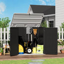 ZZM Large Outdoor Storage Shed, 48 Cu Ft Resin Versatile Storage Cabinet for Patio Accessories, Trash Cans & Garden Tools, Durable Horizontal Storage Box with Lockable Lid (Black) by GreenHaven Gardens