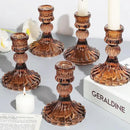 12PCS Amber Candlestick Holders Set- 4" H Taper Candle Holders, Glass Candle Holders Bulk for Wedding, Party, Fall Home Table Centerpieces, Festival Gifts & Windowsill Decor by CozyNest Decor