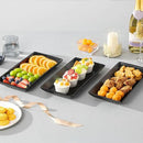 MALACASA 3 Tier Serving Trays for Party, 12 Inch Porcelain Black Trays for Serving Food, Dessert Stand with Collapsible Gold Metal Rack by CozyNest Decor