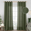 LAMIT Olive Green Linen Sheer Curtains 95 inch for Living Room 2 Panels, Soft Thick Light Filtering Boho Window Textured Christmas Drapes with Bronze Grommet for Bedroom Farmhouse, 52 x 95 Inch by CozyNest Decor