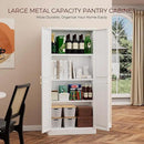 60" Tall Metal Pantry Cabinet, White Kitchen Pantry Storage Cabinet with 3 Adjustable Shelves and Gold Handles, Cupboard for Kitchen, Dining Room, Living Room, Bathroom by CozyNest Decor