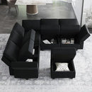 Belffin Modular Sectional Sofa with Storage Seats Velvet L Shaped Corner Couch Convertible Sectional Sofa with Chaise Black by CozyNest Decor