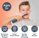Brusheez Kids’ Electric Toothbrush Set - Safe & Effective for Ages 3+ - Parent Tested & Approved with Gentle Bristles, 2 Brush Heads, Rinse Cup, 2-Minute Timer, & Storage Base (Shadow The Shark) by TinyTreasures Baby Boutique