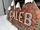 Personalized Name Sign, Mountain nursery decor, Layered Nursery baby name sign, Woodland nursery decor, Woodland theme nursery, Baby woodland nursery, Nursery name sign for boys gift/7 by TinyTreasures Baby Boutique