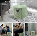 Hexagon Pouf Ottoman Stuffed with 2 Pockets & Handle, Comfort Corduroy Poufs, Non-Slip Foot Stool Storage Ottoman, Foam Floor Poufs Foot Rest for Couch, Bedroom (Green) by CozyNest Decor