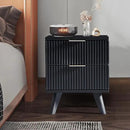 Fluted Nightstand, Mid Century Modern 2 Drawer Bedside Table for Bedroom, Small Dresser Night Stand Side Table End Tables with Wood Drawer Storage for Bedroom Closet(Black) by CozyNest Decor