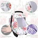 Baby Carseat Cover Girls, Pea Pod Floral Infant Car Seat Covers Canopy for Newborn with 2 Layers Windows of Breathable Mesh/Fabric, Lightweight Polyester/Minky Dot Backing, Snug Fit Most Baby Car Seat by TinyTreasures Baby Boutique