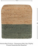 REDEARTH · Cube Pouf Foot Stool Ottoman - Jute Braided Pouffe Poof Accent Sitting Footrest for The Living Room, Bedroom, Nursery, Patio, Lounge - Set of 2 (14.5”x14.5”x16”; Natural Olive) by CozyNest Decor