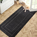 PURRUGS Dirt Trapping Door Mat 32" x 70", Non-Slip/Skid Machine Washable Entryway Rug, Dog Doormat, Super Absorbent Welcome Mat for Muddy Wet Shoes and Paws, Charcoal by CozyNest Decor