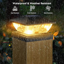 Solar Post Cap Lights Outdoor: 2 Pack 16 LED Fence Post Solar Lights, Solar Powered 2 Lighting Modes 4x4 Post Solar Lights for Garden Patio Deck Step Decor, Fit 3.5x3.5 5x5 Vinyl Wooden Lamp Post by GreenHaven Gardens