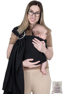 Lightweight Baby Sling 100% Cotton Newborn, Toddler, Infant Adjustable Ring Sling Breathable Travel Carrier Black by TinyTreasures Baby Boutique