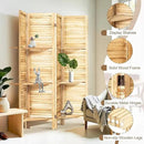 Osparple Room Divider with Shelves 4 Panel Wooden Folding Room Dividers Privacy Screen Wall Divider for Room Separation for Office and Apartment, Natural by CozyNest Decor