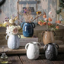 Gray Ceramic Vase with 2 Handles, Modern Farmhouse Decor, Rustic Terracotta Pottery, Decorative Flower Vases, Clay Small Vase, Centerpiece for Dining Table - 7 Inch Tall by GreenHaven Gardens