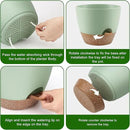 Plant Pots 10/9/8/7.5/7 Inch Self Watering Pots, Set of 5 Plastic Planters with Drainage Holes and Saucers,Plastic Flower Pots,Nursery Planting Pot for Indoor Out Door Plants（Green） by GreenHaven Gardens