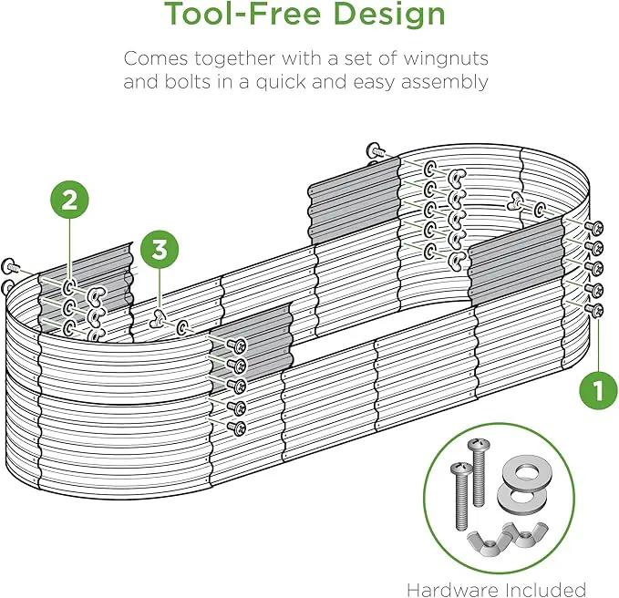 Best Choice Products 4x2x2ft Outdoor Metal Raised Garden Bed, Oval Deep Root Planter Box for Vegetables, Flowers, Herbs, and Succulents w/ 101 Gallon Capacity, Rubber Edge Guard - Charcoal, photo 4 of 7