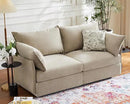 Oversized Loveseat Sofa, Modern Modular Sectional Couch Beige Fluffy Chenille Mid Century 2-Seat 24.5" Deep Seat for Apartment, Living Room, Bedroom by CozyNest Decor