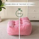 HIGOGOGO Square Stuffed Pouf Ottoman, Corduroy Poufs with Foam Chunk Filling, Furry and Fluffy Pouf Foot Stool Storage Ottoman, 21 X 21 Floor Poufs Foot Rest for Living Room, Pink by CozyNest Decor